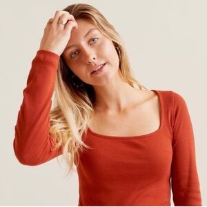 Kotn Square Neck Long Sleeve Top